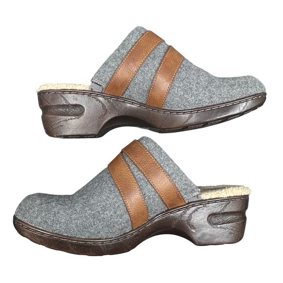 Born BOC Mae Wool Comfort Clog 11 Gray Fleece Lined Y2K Heel Academia Boho Cozy - Picture 2 of 14